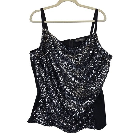 Lane Bryant Tops - NWT Lane Bryant Black‎ Sequin Cowl Neck Camisole Top Women Size 28 Glam NYE Y2K